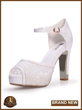 Women's Platform Peep Toe Chunky High Heels Lace Up Heeled Sandals Ankle Strap